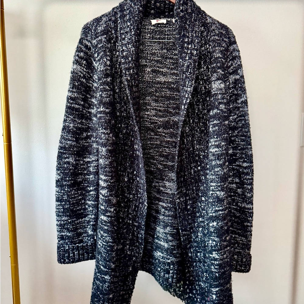 Levi’s Marled Open Front Cardigan Medium Black White Knit Sweater